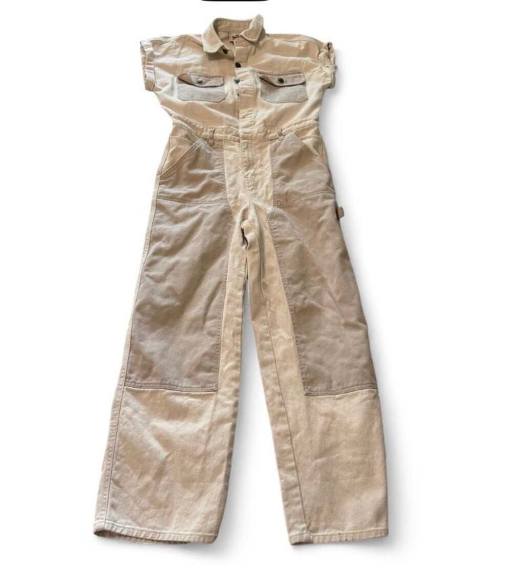Woolrich Women's Utility Sleeveless Jumpsuit in Two-Tone Off-White Canvas